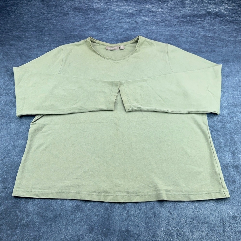 Croft & Barrow Woman Stretch Sage Green Long Sleeve Crew Neck Top Plus Size 2X